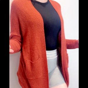 maroon red knit cardigan
